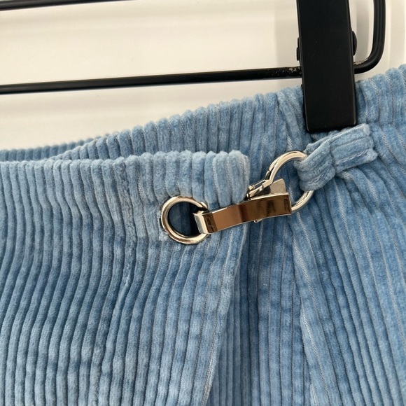Assembly New York Baby Blue Corduroy Metal Hardware Clasp Mini Skirt - Picture 4 of 8